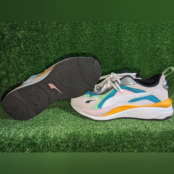 Puma Women's RS-Curve Aura Running Sneakers Mesh Blue Silver White Size 9 - Picture 4 of 6